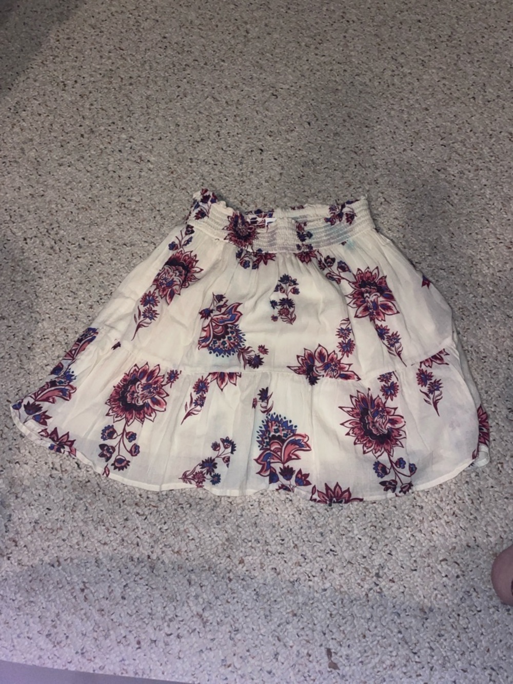 Old Navy Cream Tiered Skirt with Pink and Blue Floral Print